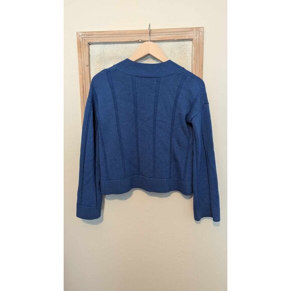 Derek Lam 10 Crosby Military Blue V-Neck Pullover Wool Sweater Size XS Org. $395 - Picture 5 of 7